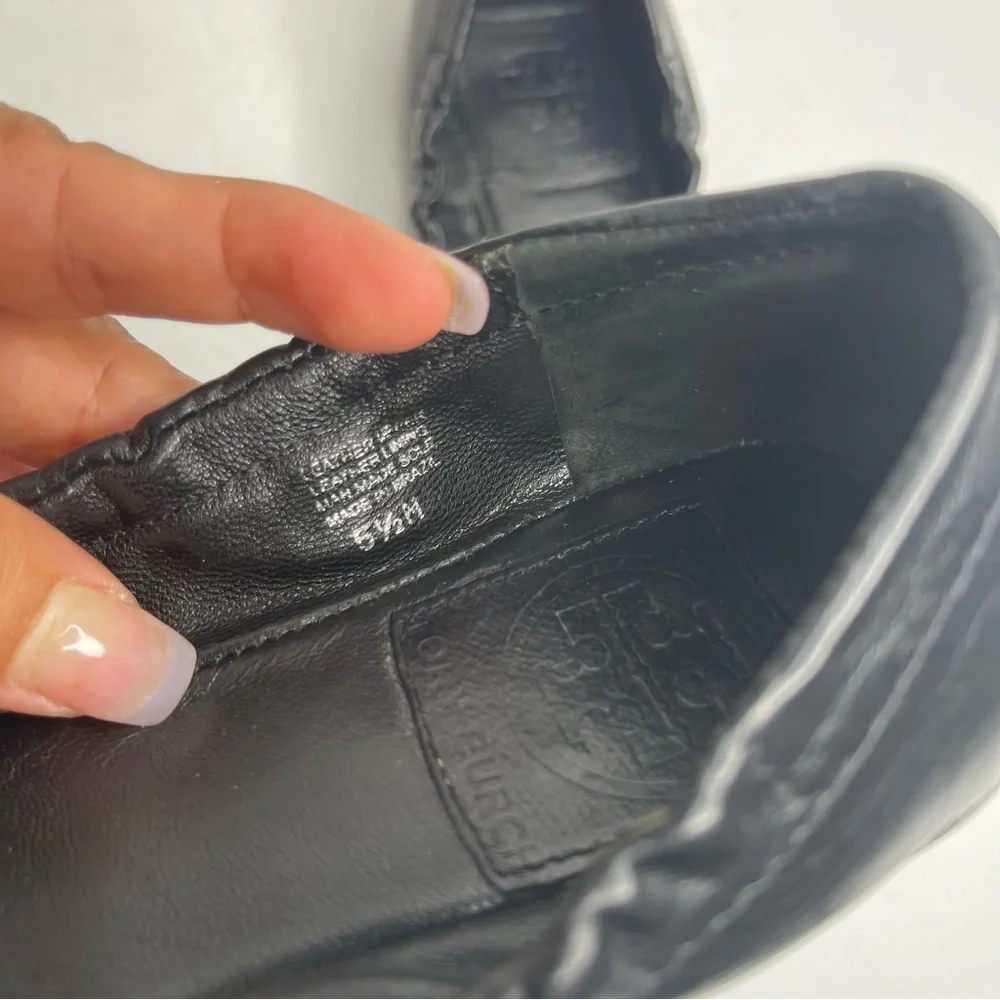 Tory Burch Black Ambrose Mestico Finni Leather Ballet Flat Size 5.5 Classic